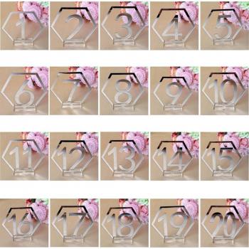 9cm Hollow-out Geometric Table Number Signs - Acrylic Wedding Decor