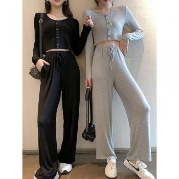 Traje de Ocio Deportivo para Mujer - Ropa de Ejercicio de Cintura Corta