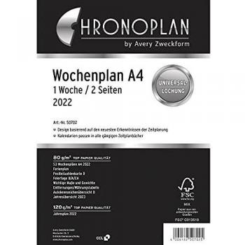 Chronoplan 50702 Wochenplan im A4 Format, 1 Woche auf 2 Seiten