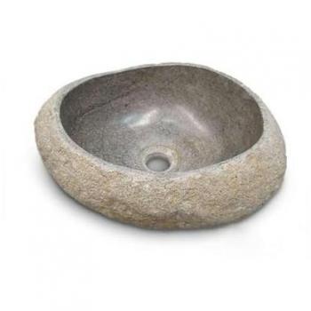 Galéo Vasque ronde 40 cm – Pierre naturelle, finition grise
