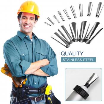 Perfect Caulking Nozzle Kit, 14 Reusable Applicators, Stainless Steel for Kitchen and Bathroom
