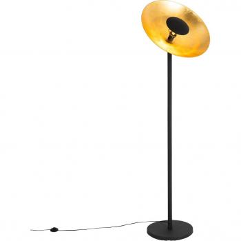 QAZQA 60cm Matte Black Industrial Floor Lamp with Gold Trim – Magnax