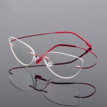 Titanium Alloy Cat Eye Optical Glasses Frame