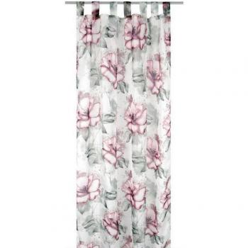 Transparente Blumen Gardine mit Schlaufen 140x245cm