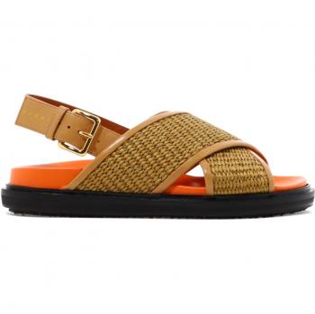 Marni Women’s Woven Footbed Sandals – Raw Siena & Dust Apricot – UK 6