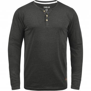 Solid Volko Herren Longsleeve Langarmshirt Shirt Mit Grandad-Ausschnitt, Größe:XL, Farbe:Dark Grey Melange