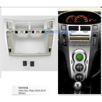 Kit de Panel de Radio 9 Pulgadas Toyota Yaris Vitz Platz 2005 (Plata)