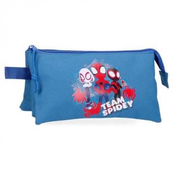 Disney Estuche tres compartimentos Niño Marvel Team Spidey 12 cm Azul