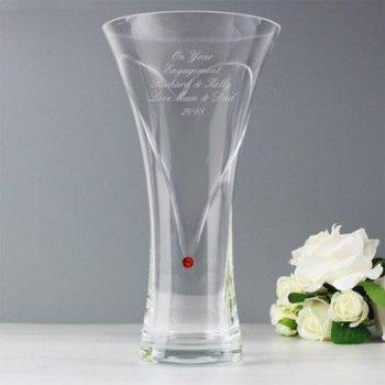 Large Hand-Cut Ruby Diamond Heart Vase – Personalized