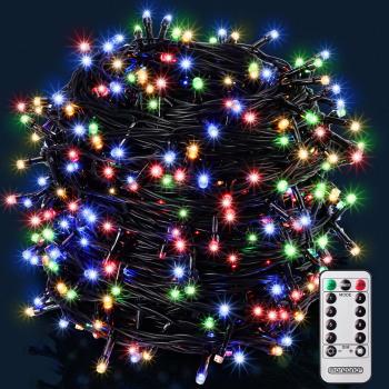Monzana - Catena di Luci 200 led Decorazione Luminosa Natale Balcone Addobbo Natalizio Illuminazione per Interni ed Esterni Vari Colori 20m bunt