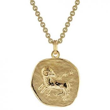 Herren-Widder Anhänger Kette Ø 20 mm – Gold auf Silber