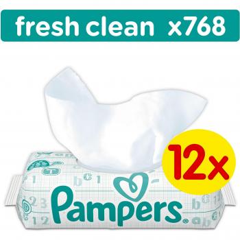 Pampers, Salviette umide Fresh Clean, confezione mensile doppia, 768 pezzi