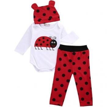 Ensemble 3 pièces pour nouveau-né, barboteuse à manches longues, pantalon long et chapeau