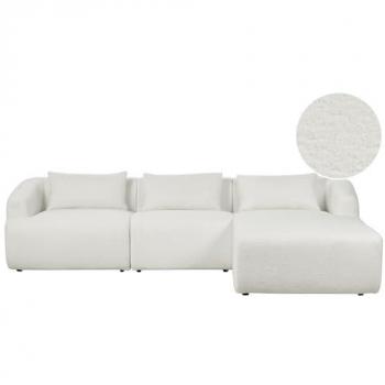 BELIANI Minimalistic Modern Left Corner Sofa Boucle Fabric Upholstered Additional Cushions 3 Seater White Svansele