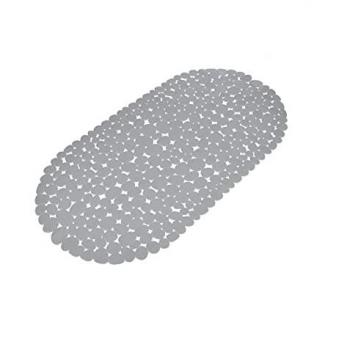Tapis de Baignoire Gris Clair avec Motif Galets PVC 69x36 cm