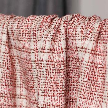Pink White Tweed Wool Silk Material