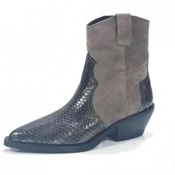 Botines Alpe de Piel Baby Silk - Modelo Cowboy en Antracita, Talla 37