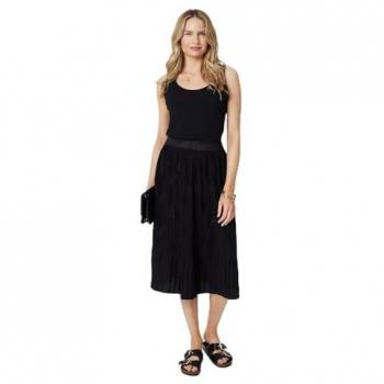 Pleated High Waist A-Line Midi Skirt