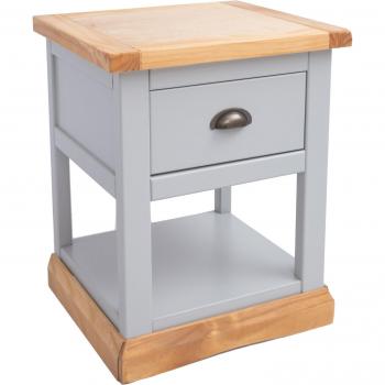 Grey Brass Cup 1 Drawer Bedside Table with Shelf