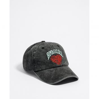 Gorra de mujer ajustable de algodón negro con bordado en forma de corazón Bimba y Lola