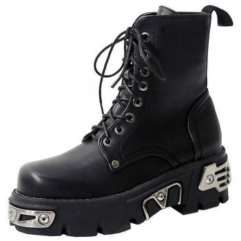 Zapatos de Tobillo para Bicicleta de Mujer Estilo Punk con Fleece Negro 40