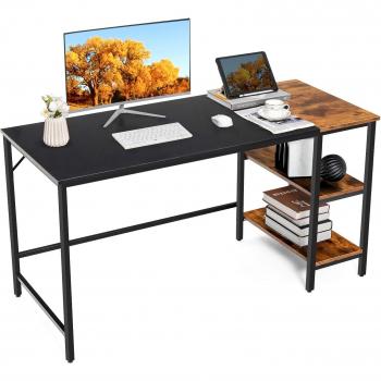 Costway Scrivania PC 140 cm, piano largo e supporti per laptop – nero