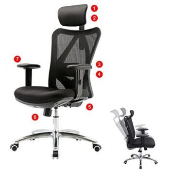 Silla de Oficina HWC-J86 Negra – Ergonomía y Soporte Lumbar 150kg