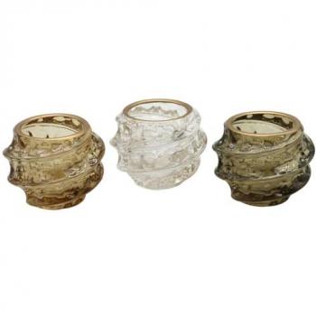 Origen home decor portavelas 3u jarrones y portavelas gris - 6x8x8cm