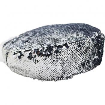 Adjustable Black Sequin Beret Hat for Women
