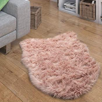 Coussin Tapis Rond en Fausse Fourrure Rose 80x120 cm