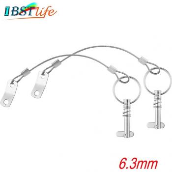 2X 6.3mm 1/4 Inch Quick Release Pin with Lanyard for Boat Deck Hinge