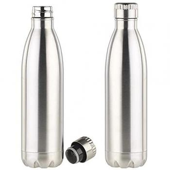 Rosenstein & Söhne : 2 bouteilles isothermes 750 ml à double-paroi en acier inoxydable