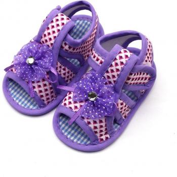 Soft-Sole Cotton Princess Sandals for Baby Girls - Summer Hollow Flower Design
