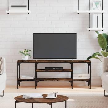TV Stand Smoked Oak 121x35x45 cm Engineered Wood & Iron vidaXL