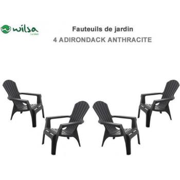Adirondack Fauteuils set van 4 - Polypropyleen - Anthracietkleurig