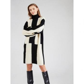 Vila Short Knit Dress Noir – Col Montant, Print Abstrait