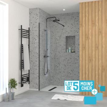 LOT 5 Parois de Douche 70x195 cm Verre Trempé 5 mm – Profilés & Bras Noirs