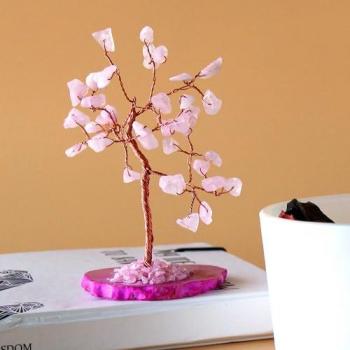 Pink Agate & Rose Quartz Tree Stone Set