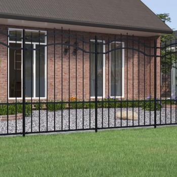 Black Powder-coated Steel Garden Fence with Spear Top 190 cm
