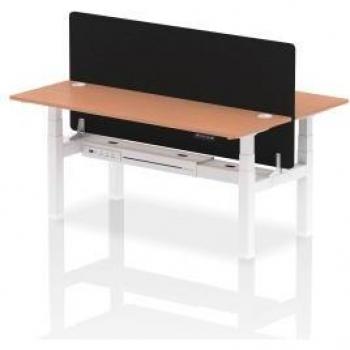 Air 1800 x 600mm Height Adjustable 2 Person Bench Desk Beech Top with Cable Port