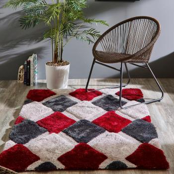 Grey Carved Shaggy Rug - 80cm