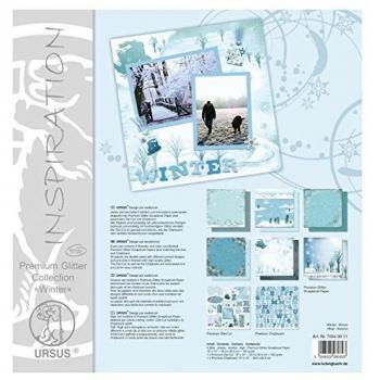 Ursus Ludwig Bähr Bastelfilz Scrapbook Papier Premium Glitter 30,5x30,5cm Winter 6 Blatt