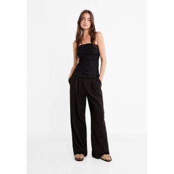 Pantalon noir ajusté avec pinces Stradivarius