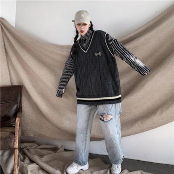Coed ärmellose Weste Baumwolle V-Ausschnitt Patchwork warm und lässig