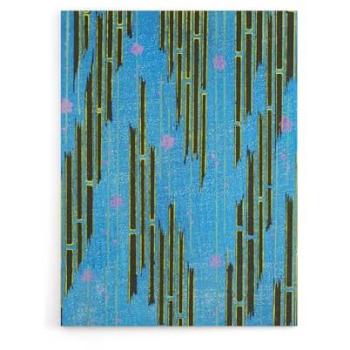 Korin Blue Floral Bamboo Wall Print – 12x16