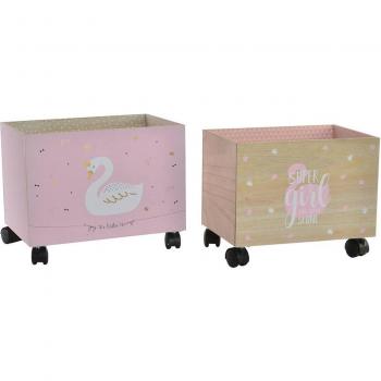 Mehrfarbige Holzboxen im Set - Elegante Schwäne
