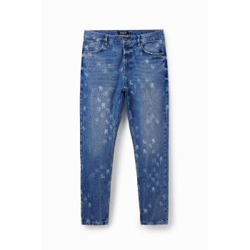 Desigual Jeans Wide Leg Stampa Laser Blu Uomo 34