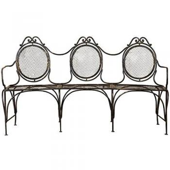 BISCOTTINI Outdoor Wrought Iron Bench 176x58x102 cm