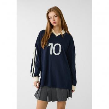 Felpa polo Stradivarius Azzurro mare XS