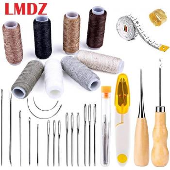 Kit de couture pour cuir avec aiguilles courbes et ruban à mesurer - 30 pièces